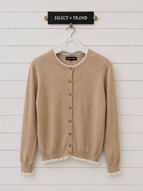 SELECT + TREND Cardigan L – Beige with Pearl Buttons